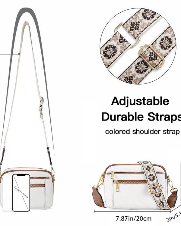 Ladies' Small Square Bag Two-tone Leather Crossbody Bag Large-capacity PU Crossbody Wallet Multi-functional For Women's Bag