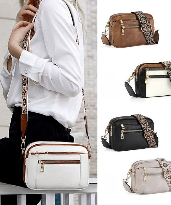 Ladies' Small Square Bag Two-tone Leather Crossbody Bag Large-capacity PU Crossbody Wallet Multi-functional For Women's Bag