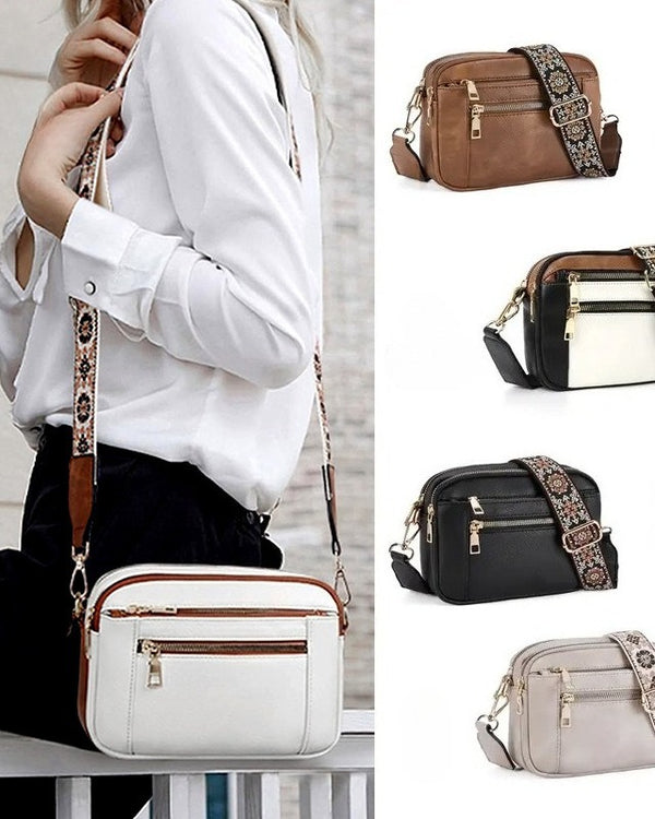 Ladies' Small Square Bag Two-tone Leather Crossbody Bag Large-capacity PU Crossbody Wallet Multi-functional For Women's Bag