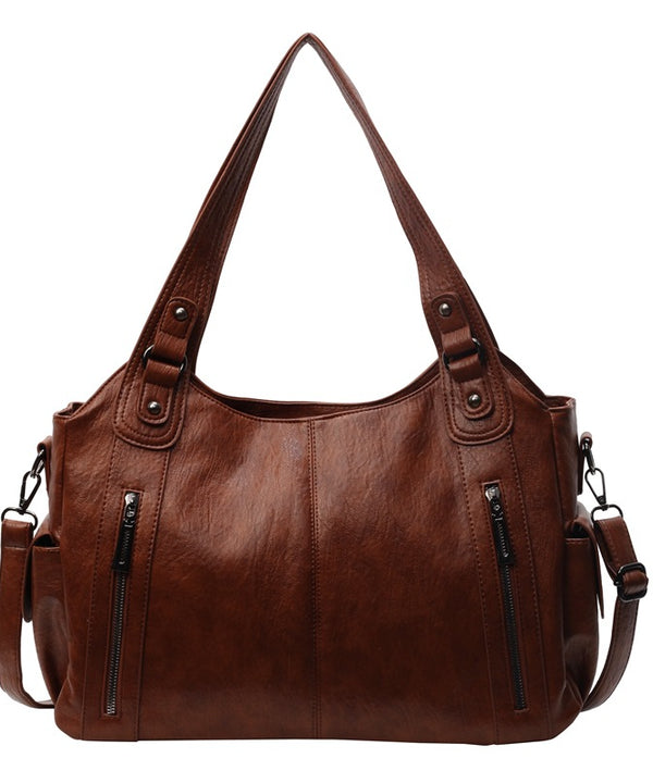 Handbag European And American Retro Solid Color Simple Texture