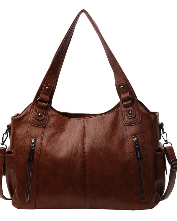 Handbag European And American Retro Solid Color Simple Texture